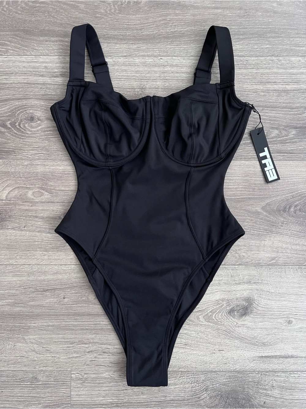 TA3 High Cut Lifty One Piece Swimsuit Small Regular F/G Cup Black Shapewear NWT